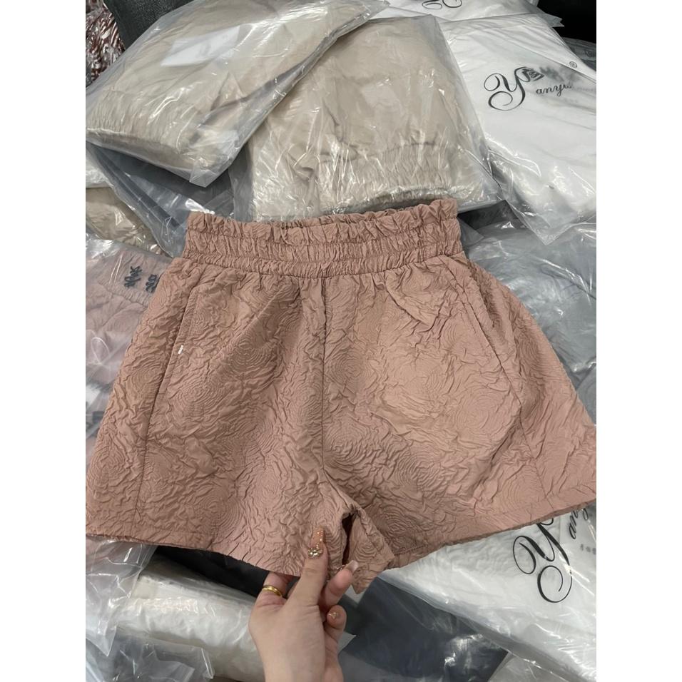 Quần short nữ dập nổi 3D xốp phồng hàng đẹp,Quần sooc phồng xốp hoa dập nổi