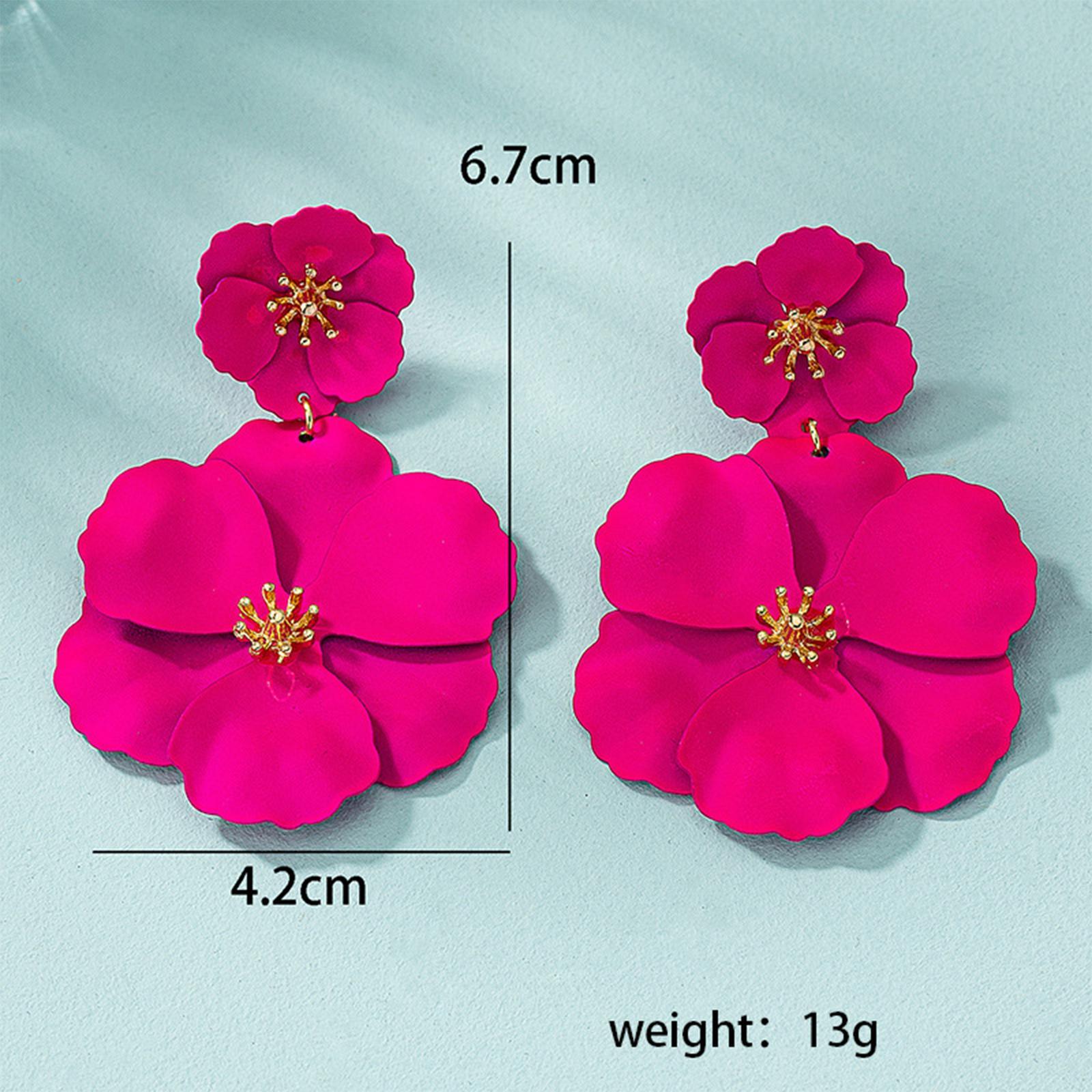 Flower Dangle Earrings Drop Earrings Matte Bohemian Chic Metal Stud Earrings Floral Petal Earrings for Engagement Women Girls