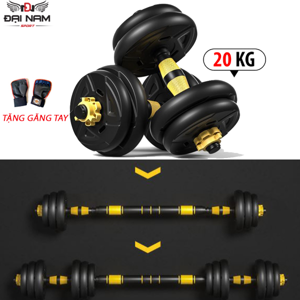 Bộ Tạ Tay Đa Năng Điều Chỉnh 20kg Thiết Kế Mới Chính Hãng Đại Nam Sport + Tặng Găng Tay Tập Tạ