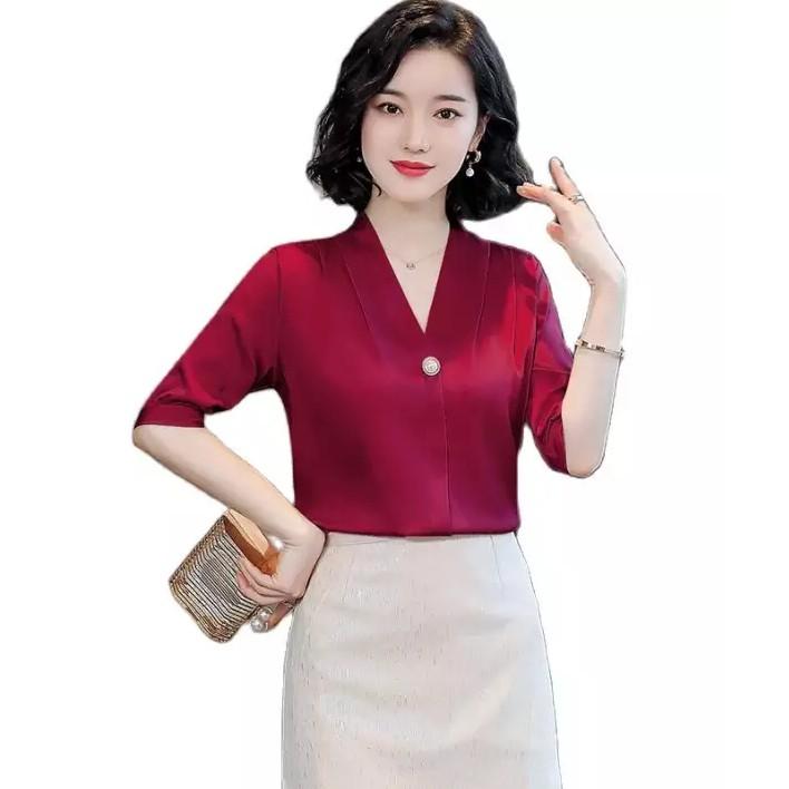 Áo sơ mi nữ tay lỡ áo sơ mi công sở chất vải lụa ngọc trai đẹp mềm rất mượt không nhăn TA120