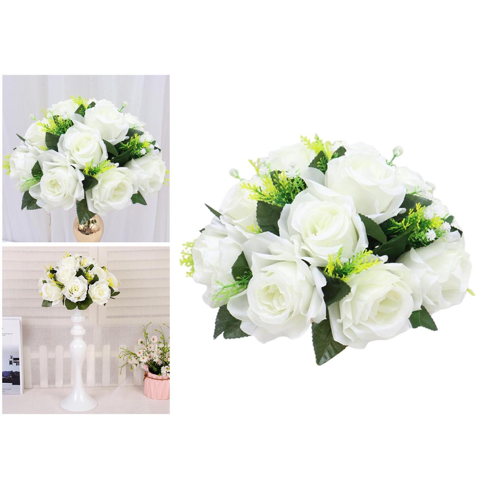 2x 26cm Artificial Rose Flowers White Pink Wedding Bouquet Party Shop Decor