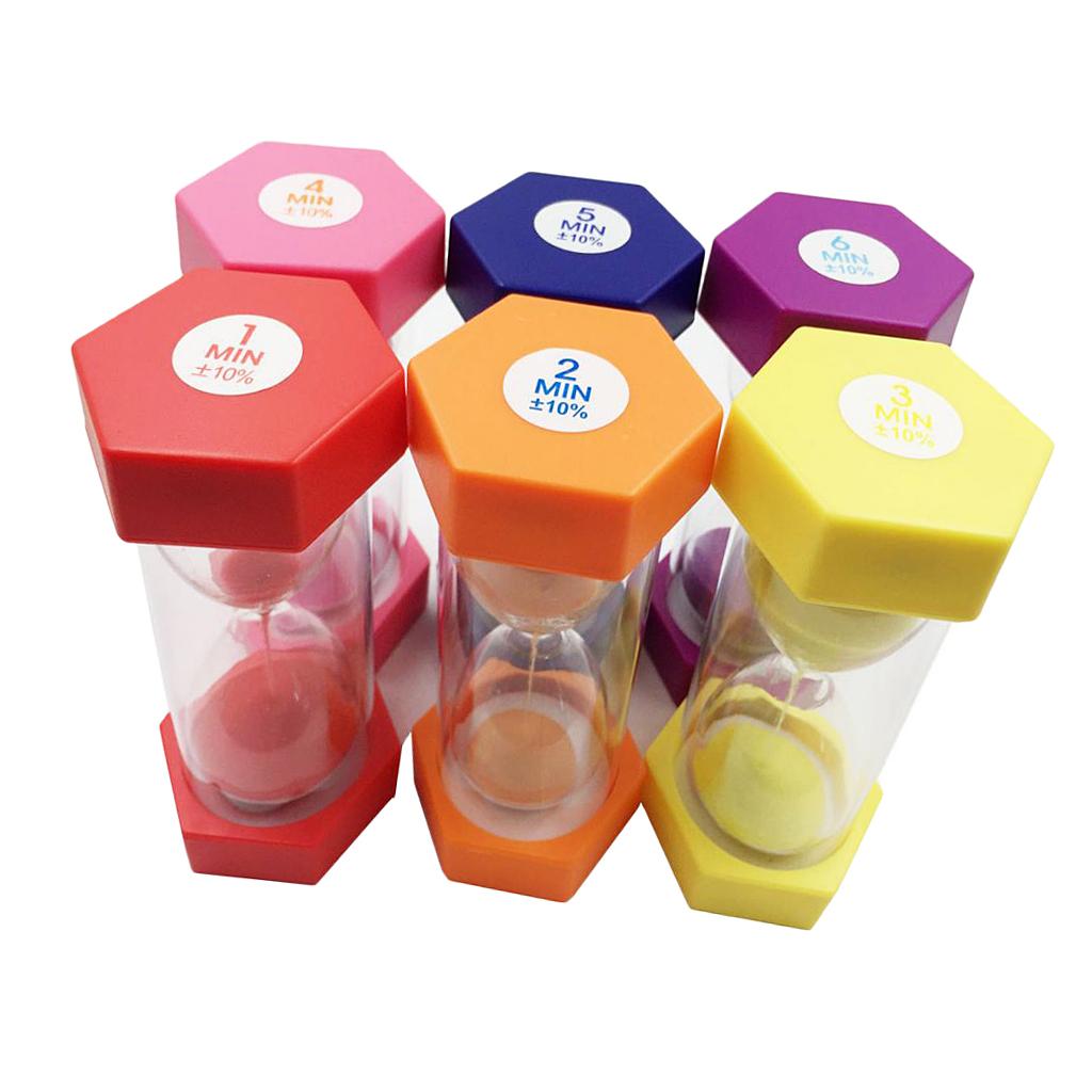 1+2+3+4+5+6 Min Set Sand Timer Hourglass Home Party Children Game Prop