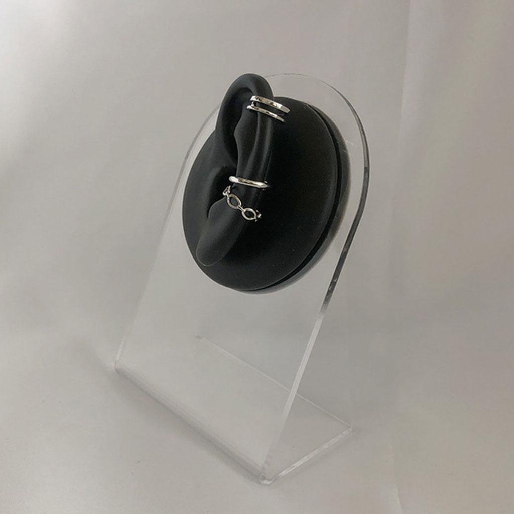 Simulation Ear Model Silicone for Jewelry Display Sleep Left Ear Black