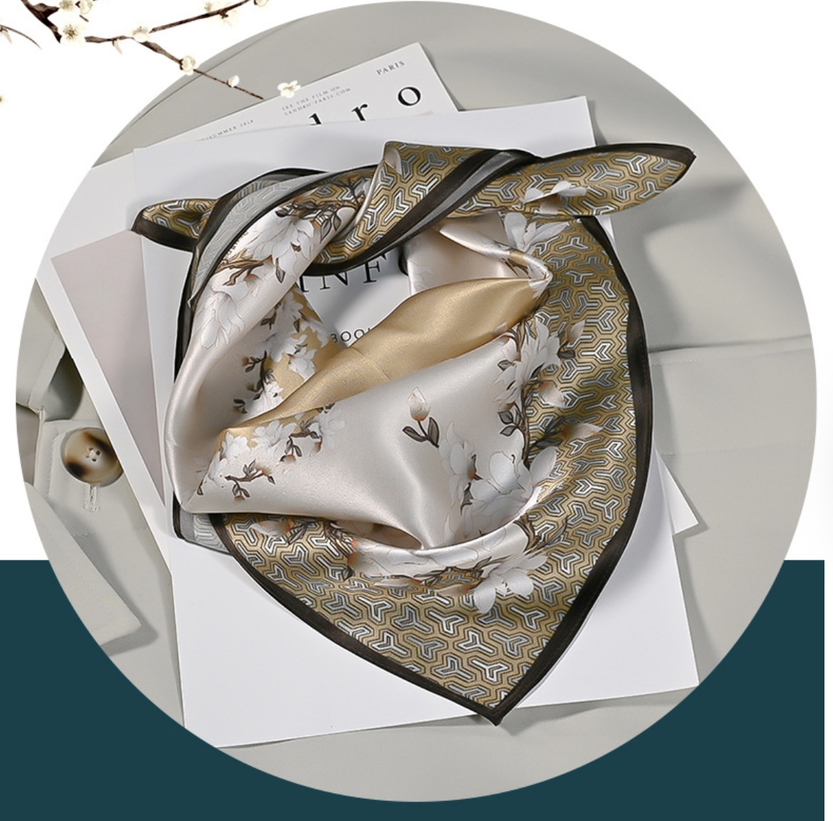 KHĂN QUÀNG CỔ LỤA HÌNH VUÔNG SANG TRỌNG THỜI TRANG MÃ 04