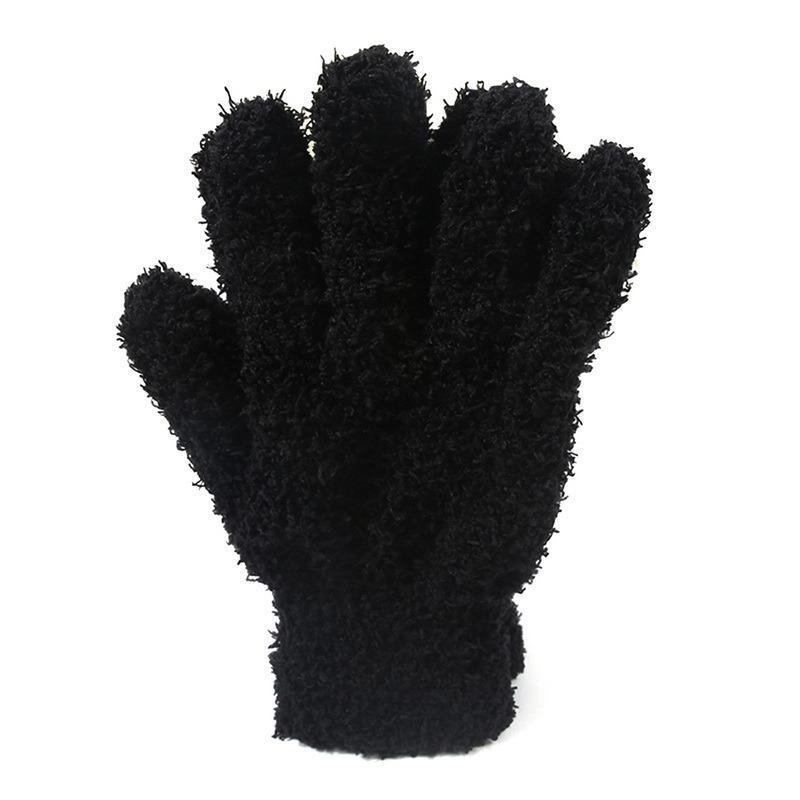 Lông cừu ấm áp của phụ nữ ngoài trời mùa đông lạnh và màu dệt kim găng tay nhung găng tay phụ nữ ấm áp len in găng tay Color: Mask
