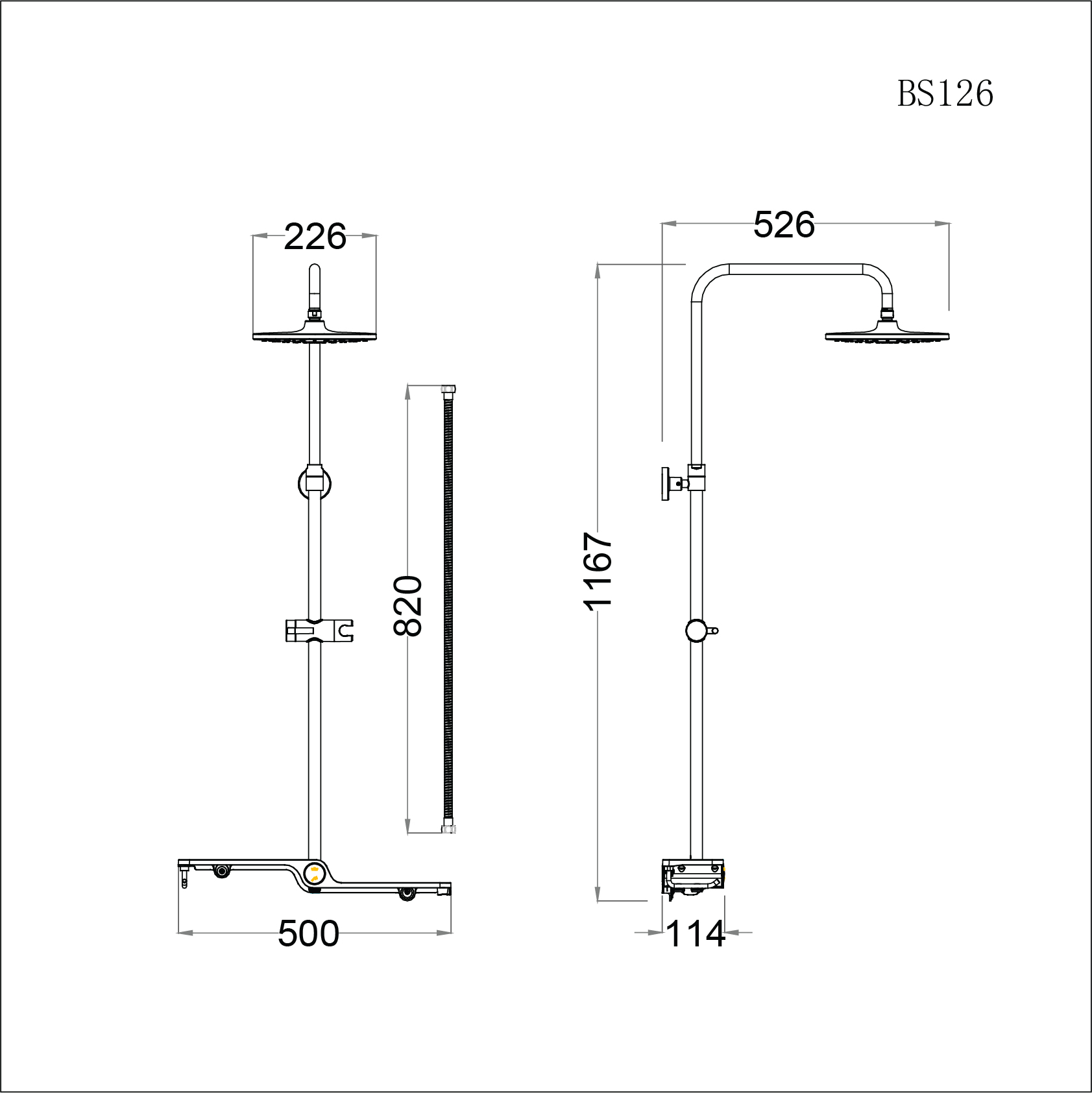 Sen tắm nóng lạnh kết hợp cây sen phun mưa- tay sen một chế độ Caesar S360C+BS126