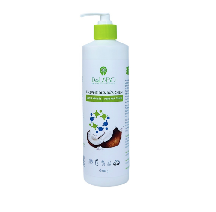 Nước Rửa Chén Enzyme Dừa - Dừa LABO : thành phần thiên nhiên, sạch khin khít, khử mùi, không hại da tay.