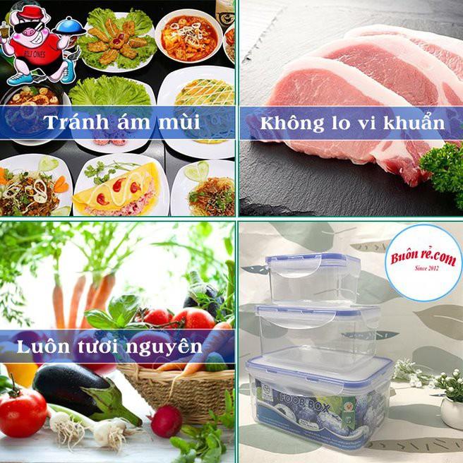 Bộ 3 hộp nhựa chữ nhật đựng thực phẩm, bảo quản thức ăn tiện lợi, an toàn (MS: 6530) –br 01353