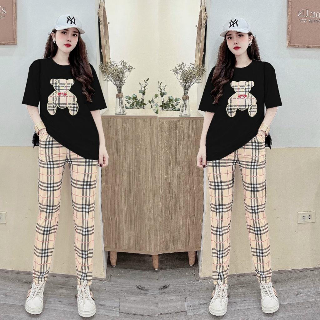 SET BỘ THỜI TRANG FOM RỘNG PHỐI HỌA TIẾT BBR GẤU THÊU