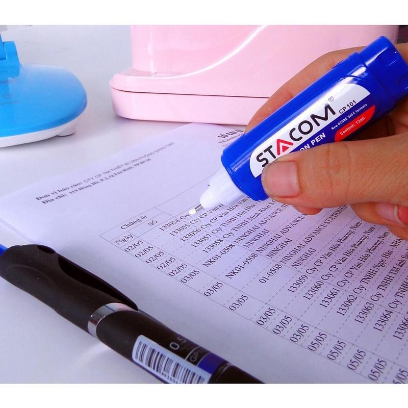 Bút Xóa Thân Dẹp 12 ml - Stacom CP101 - Xanh Dương