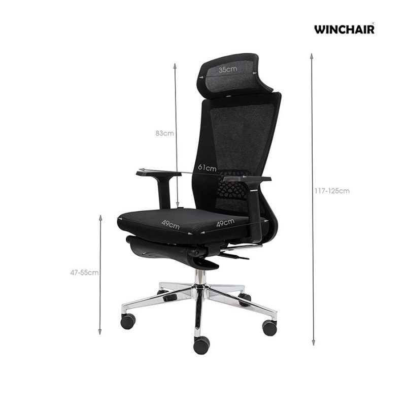 Ghế Văn Phòng Ngã Lưng Gác Chân GVP044 - Thiết Kế Ergonomic Công Thái Học - Mặt Nệm Lưng Lưới Thoáng Khí - Khung Hợp Kim Chắc Chắn