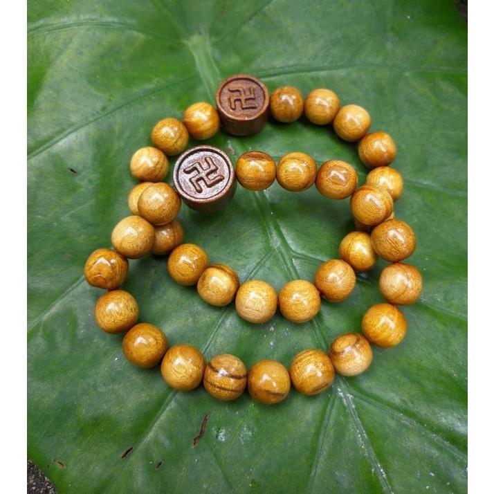 Vòng gỗ dâu tằm nữ người lớn hạt tròn 8ly 10ly mix charm chữ vạn