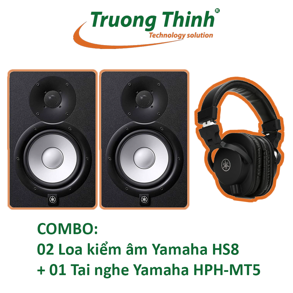 [TẶNG Micro dây Yamaha DM 305 trị giá 1.650.000đ] 2 Loa kiểm âm Yamaha HS8 VÀ 1 Tai nghe kiểm âm Yamaha HPH-MT5 - Hàng chính hãng