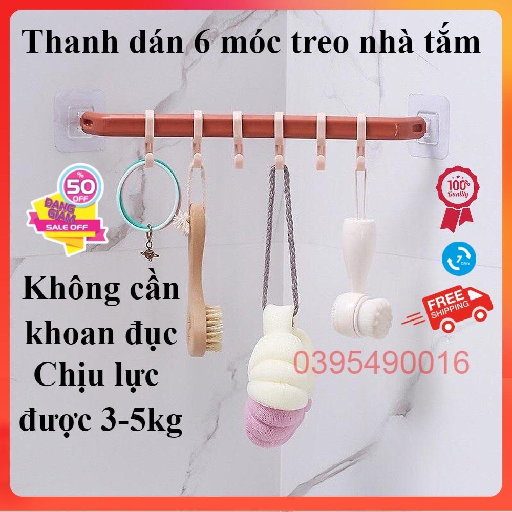 Thanh 6 móc dán tường treo quần áo siêu chắc Móc treo nhà tắm nhà bếp siêu dính không khoan đục thông minh tiện lợi