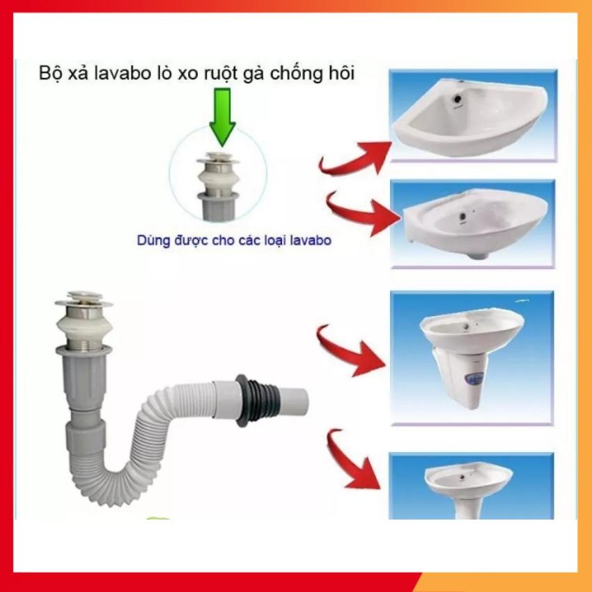 Xả lavabo ruột gà cao cấp (xả nhấn)