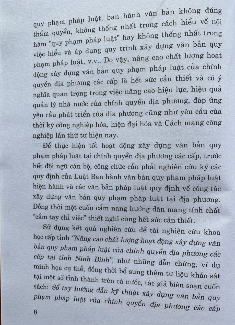 Sổ Tay Hướng Dẫn Kỹ Thuật Xây Dựng Văn Bản Quy Phạm Pháp Luật Của Chính Quyền Địa Phương Các Cấp