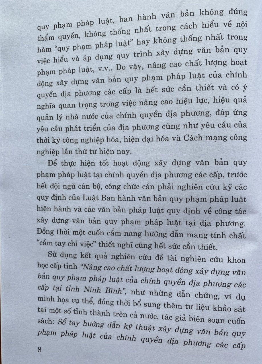 Sổ Tay Hướng Dẫn Kỹ Thuật Xây Dựng Văn Bản Quy Phạm Pháp Luật  Của Chính Quyền Địa Phương Các Cấp