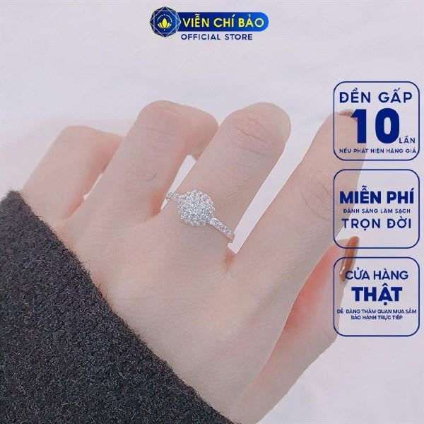 Nhẫn bạc nữ đính đá hình cầu bạc s925 phong cách thời trang Ulzzang Unisex Viễn Chí Bảo N400089