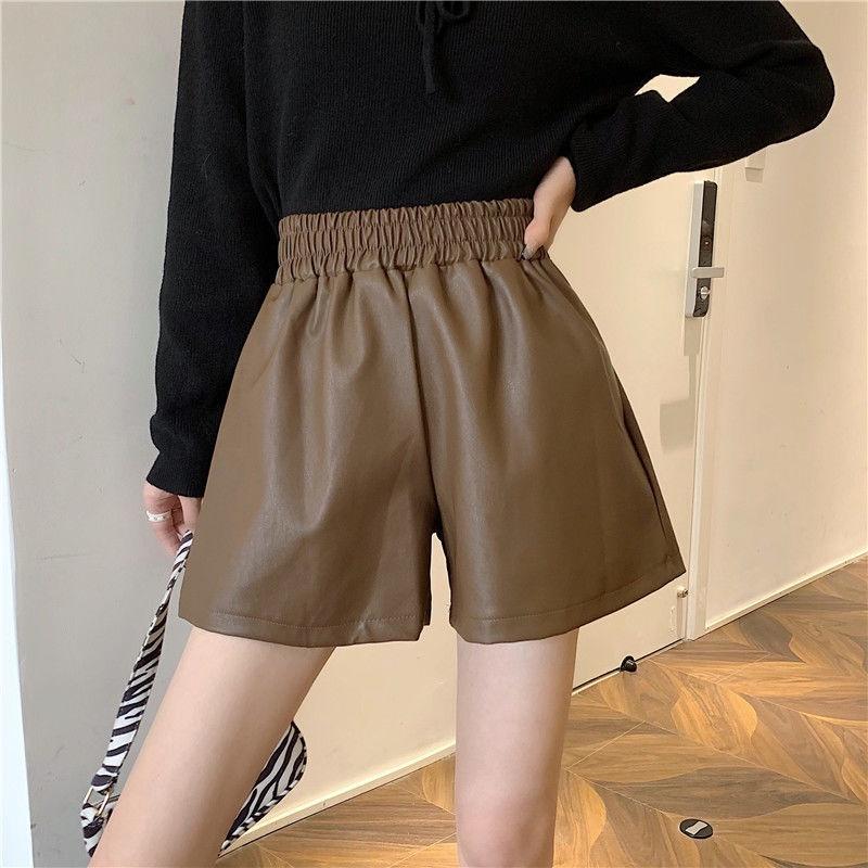 Quần Sort Đùi Da Cao Cấp Nữ CHIPY Short Ống Rộng Sọt Lưng Thun Cạp Cao Sooc Ngắn Unisex Đẹp Giả Váy Màu Nâu Đen Ulzzang