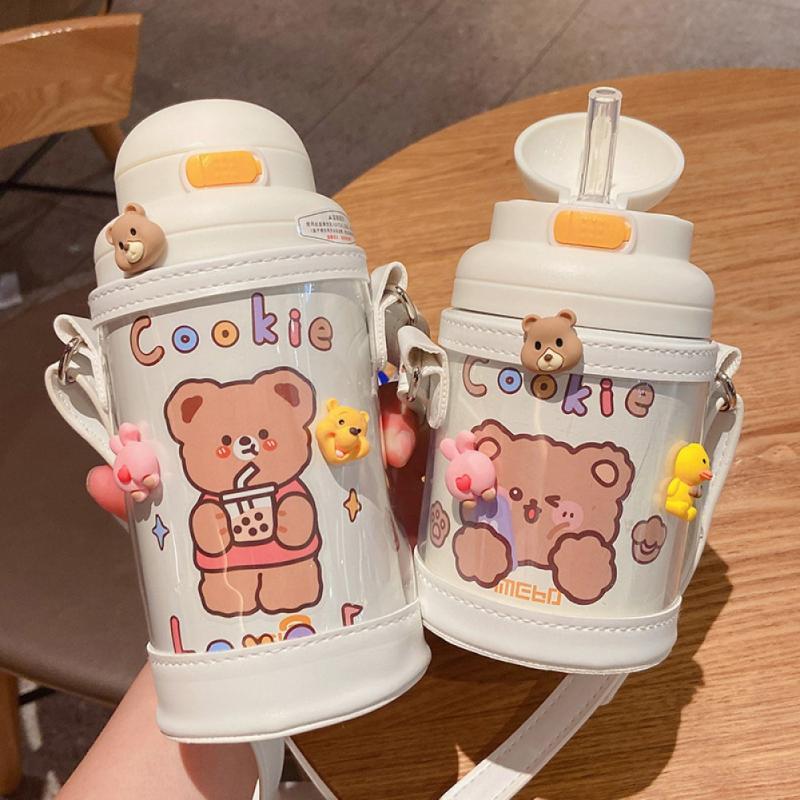 560Ml Trẻ Em Giữ Nhiệt Cốc Tập Uống Có Ống Hút Inox Hoạt Hình Máy Hút Bình Trẻ Em Dễ Thương Nhiệt Nước Tumbler Thermocup