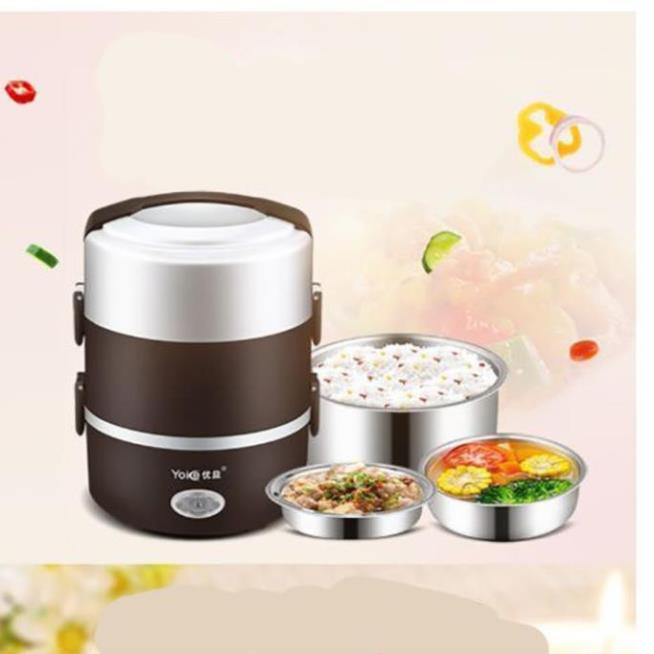 Hộp cơm điện văn phòng 3 tầng - Nồi cơm điện inox, hâm nóng thức ăn nhanh chóng