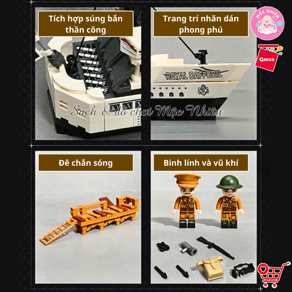 Đồ chơi xếp hình, lắp ráp Qman 21025 - Sơ tán hàng hải (455 chi tiết)