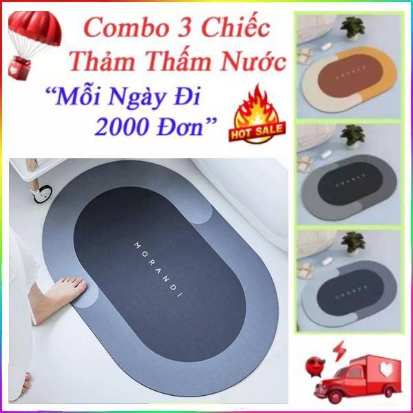 Combo 3 CáiThảm chùi chân, lau chân thấm hút nước 5 giây, mặt thảm lót siêu mịn, đế cao su chống trượt