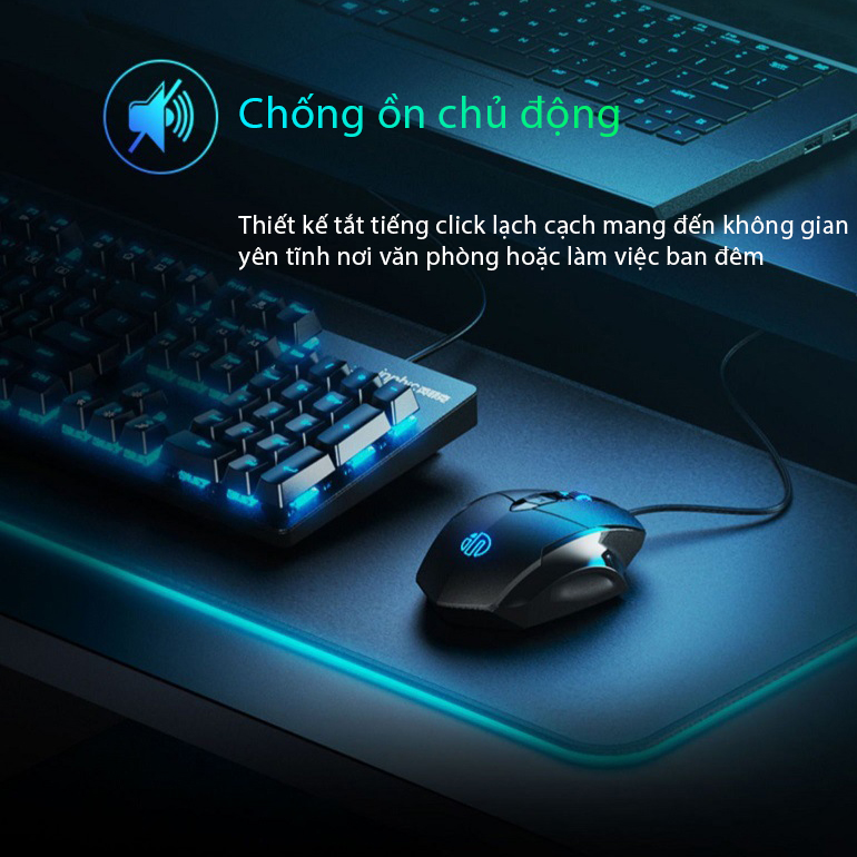 Chuột Gaming Máy Tính SIDOTECH P1W Esport Có Dây Silent / 40 Triệu Click / 7200 DPI / LED RGB Chống Ồn Logo Phát Sáng Kèm 2 Nút Phụ Trợ Cho Game FF PUBG Phù Hợp Máy Tính Laptop Văn Phòng