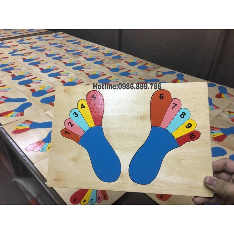 Đồ chơi ghép hình đôi bàn chân học số đếm đến 10 gỗ cao cấp-Đồ chơi thông minh giáo dục cho bé
