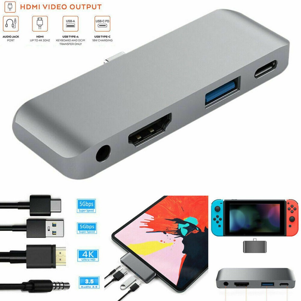 Hub Chuyển Đổi USB Typec To HDMI Chuyên Dụng 4 Trong 1 SeaSy, Cổng Chuyển USB TypeC to HDMI 4K, 1 Cổng Audio 3.5mm, 1 Cổng USB 3.0, 1 Cổng PD, Dành Cho Ipad Pro/ Macbook Pro/ Macbook Air/ Laptop USB-C/ Surface Book/ Smartphone – Hàng Chính Hãng