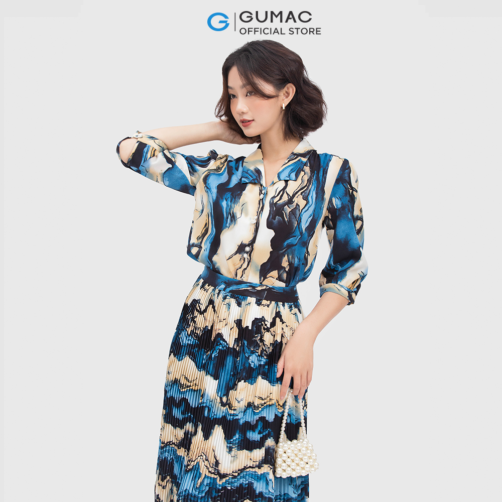 Chân váy GUMAC VC04029 tạo kiểu dập ly nhẹ nhàng thanh lịch
