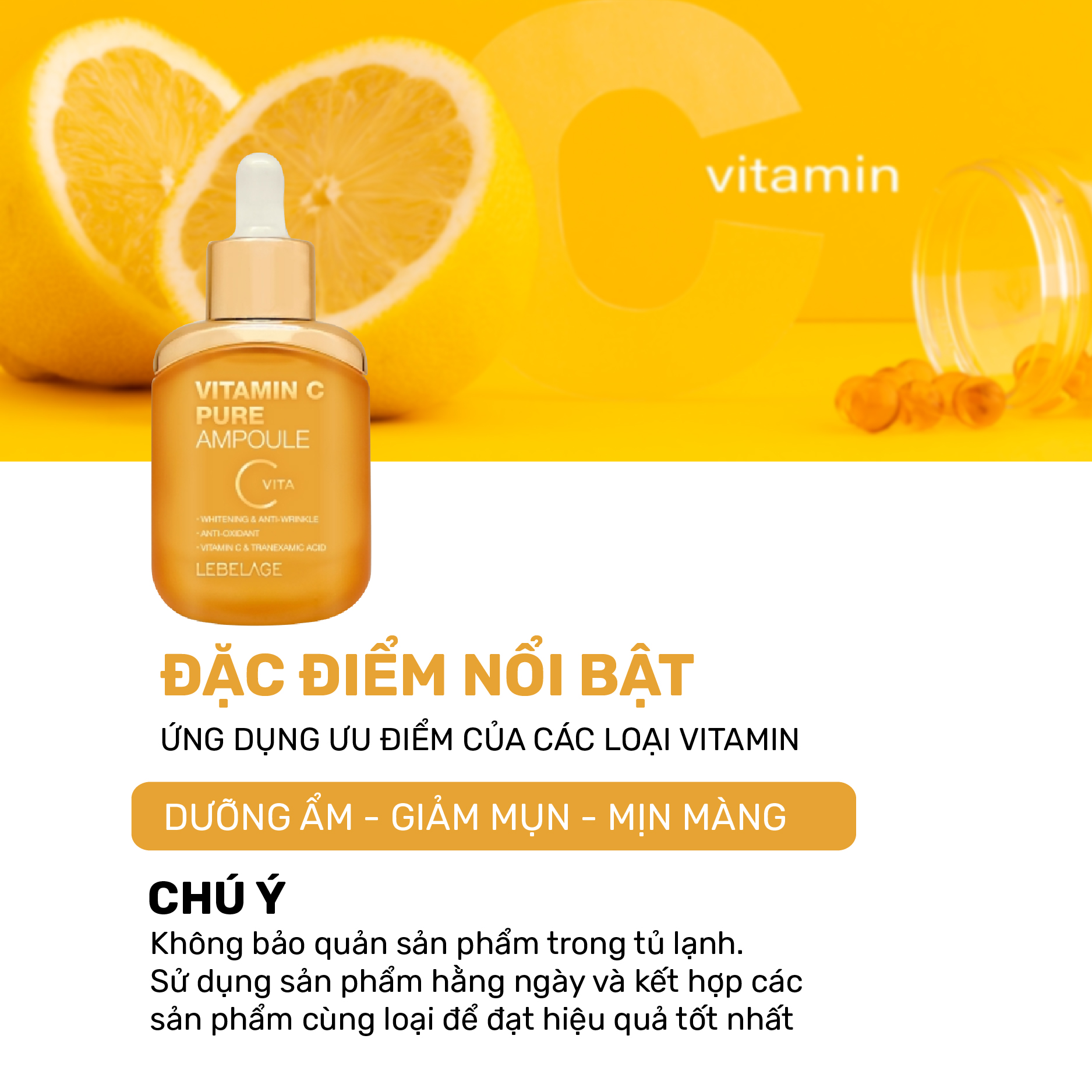 Serum Tinh Chất Dưỡng Giảm Thâm Tàn Nhang Trắng Da Lebelage Vitamin C Pure Ampoule 35ml
