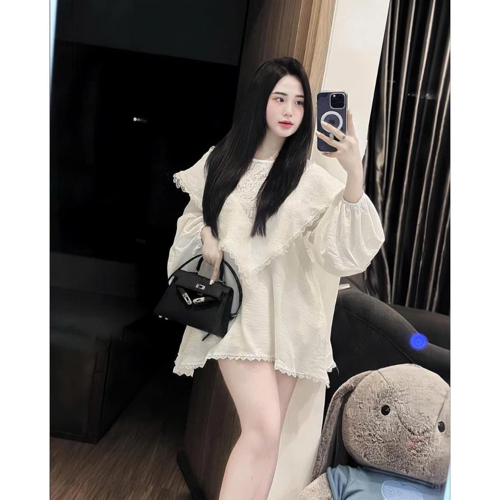 Ao đũi mây dáng dài rộng phối ren chuẩn mẫu LD415 BY JOLIE