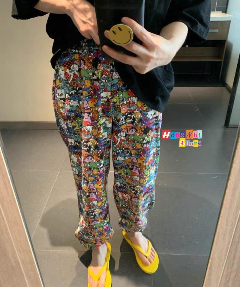 Quần Hoạt Hình Dài Bo Lai Cartoon Pant V2 Oversize Ulzzang Unisex - MM