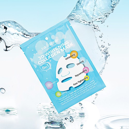 Mặt nạ làm trắng da Sakura 3D Whitening Collagen Mask 6in1