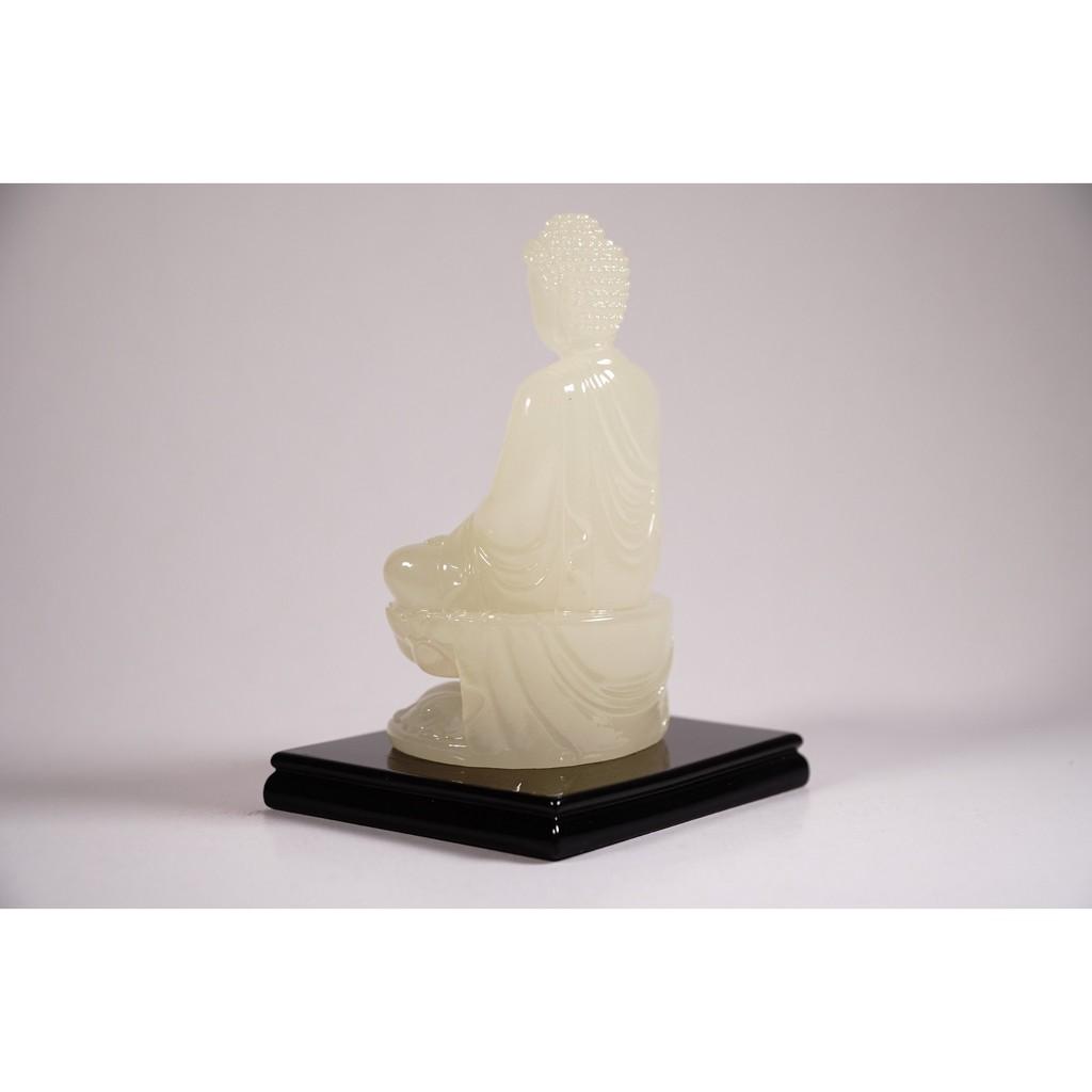 Tượng phật A Di Đà ngồi tòa sen có đế dạ quang - Cao 12cm