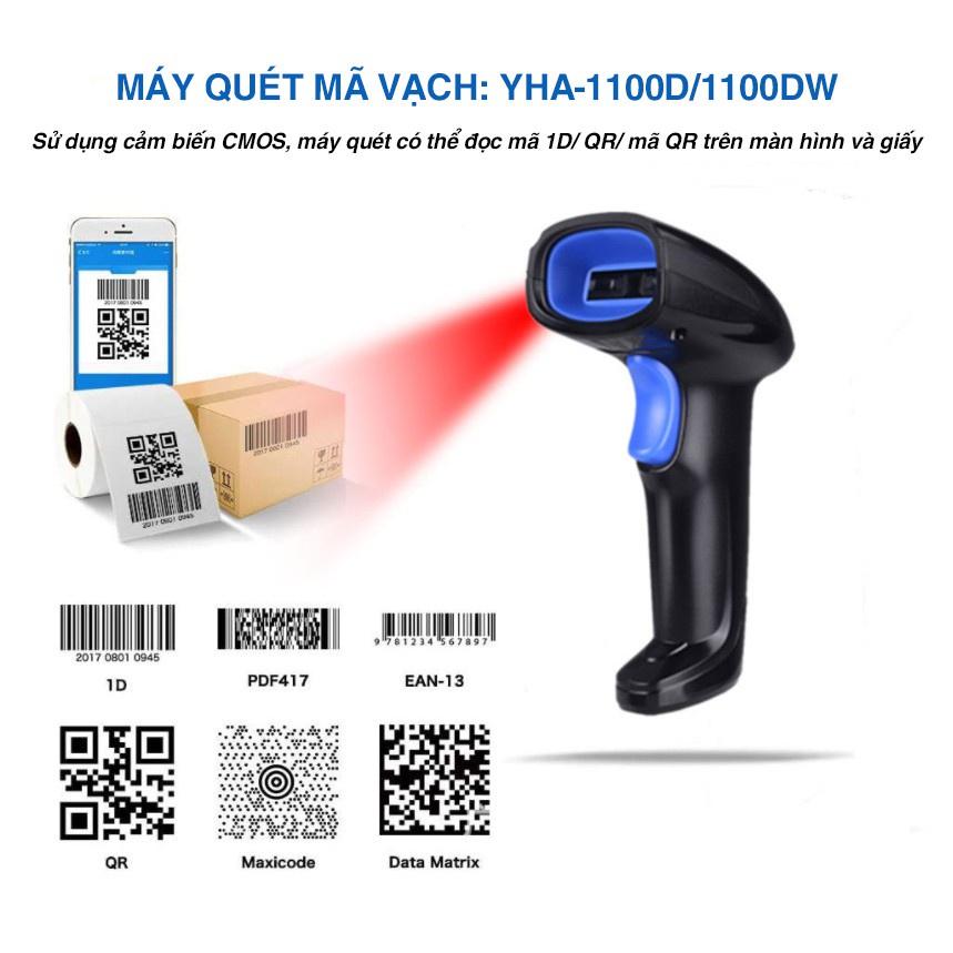 Máy quét mã vạch MINPRO không dây 2.4Ghz, quét mã vạch hàng hóa, công nghệ laser - Bảo hành 1 năm