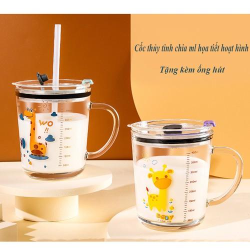 Cốc thủy tinh hình ngộ nghĩnh có ống hút
