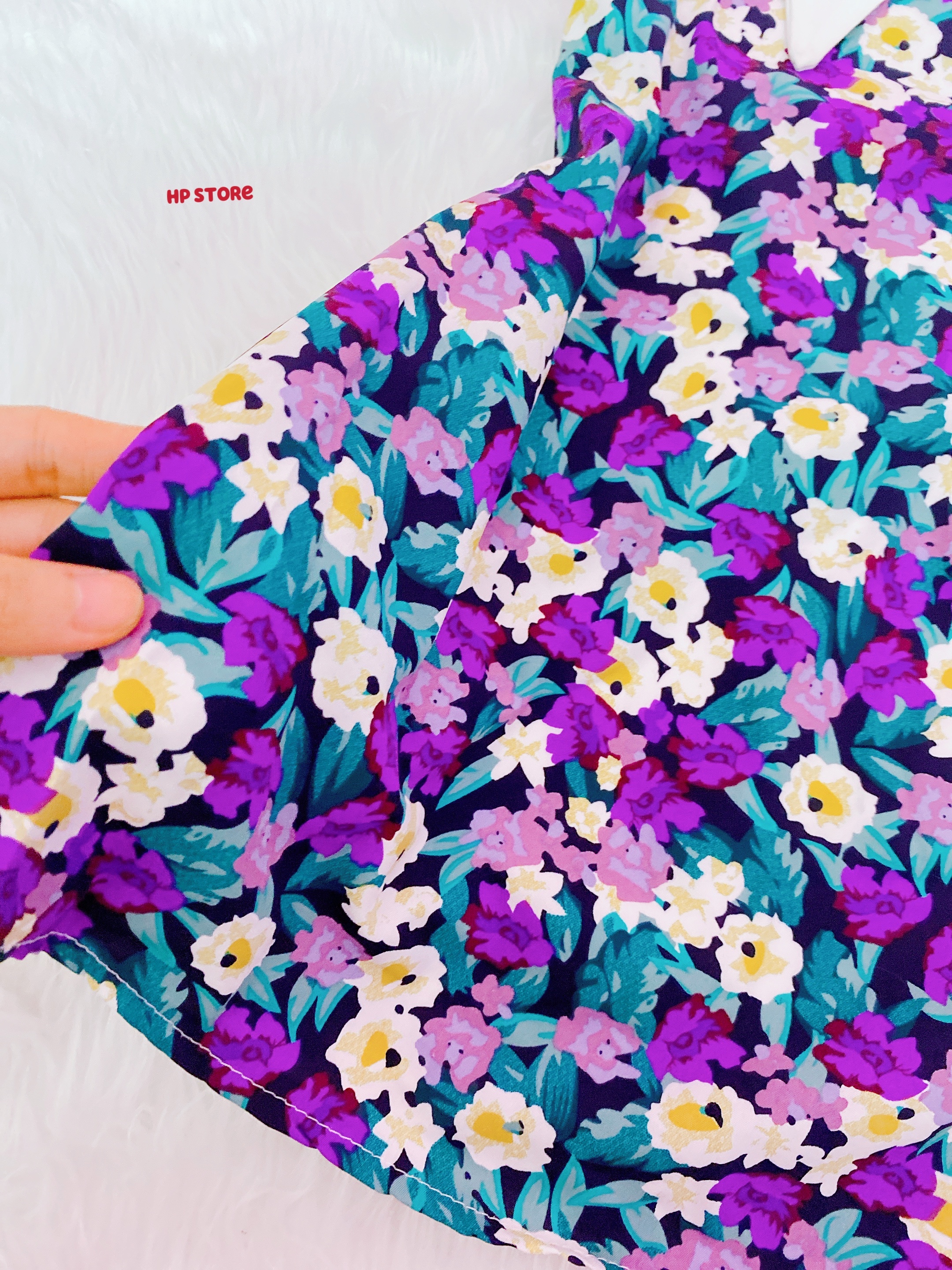 Đầm Hoa 15-17Kg Aline Hoa Tím Cổ Kiểu Bé Gái Chất Đẹp