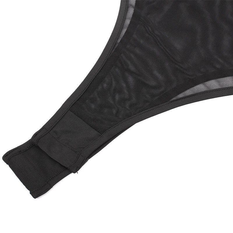 Áo Bodysuit lưới dài tay đen khóa kéo Nữ quyến rũ chất vải co giãn và ôm form cực đẹp