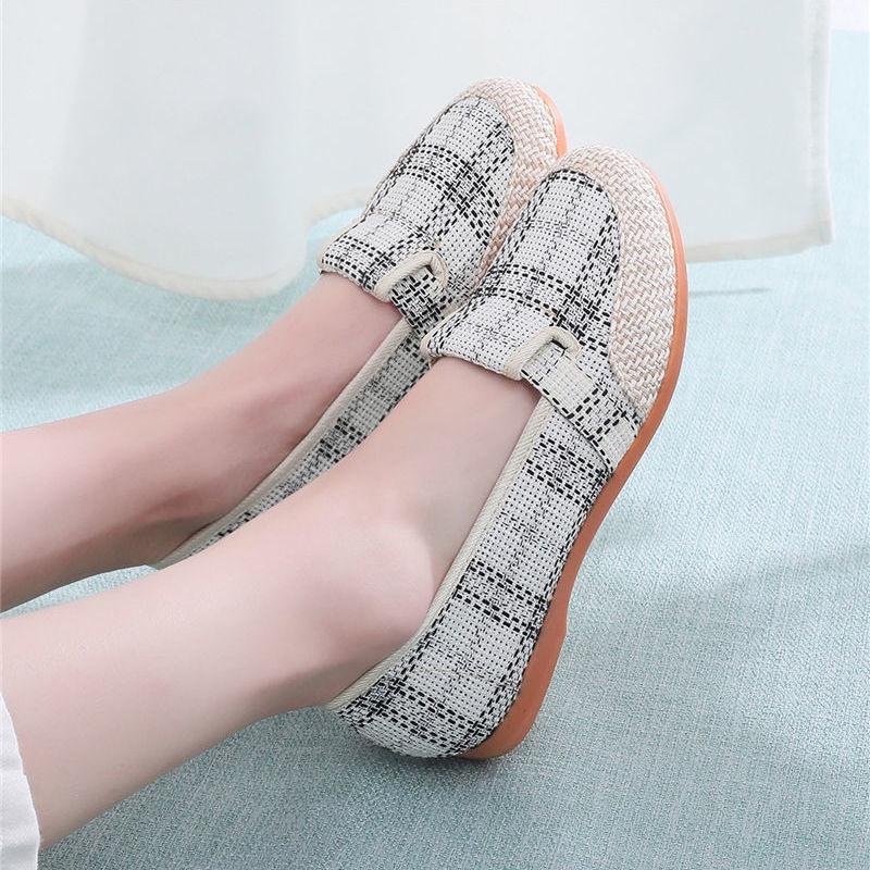 Giày Lười Nữ Vải Canvas Đế Bằng Phong Cách Mới