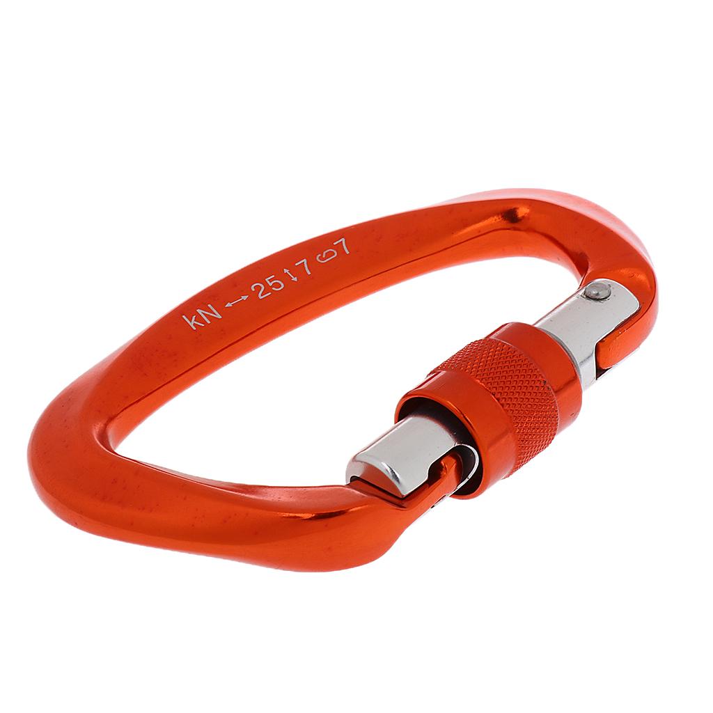 2 Pieces 25KN Screw Lock Carabiner Rock Tree Climbing Dog Clip Hammock Hook