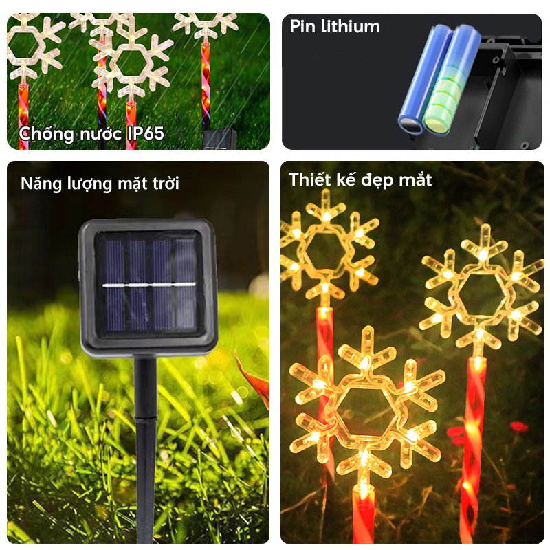 Đèn trang trí năng lượng mặt trời bông tuyết, tiết kiệm điện, bóng siêu sáng, chống thấm nước - DA3199