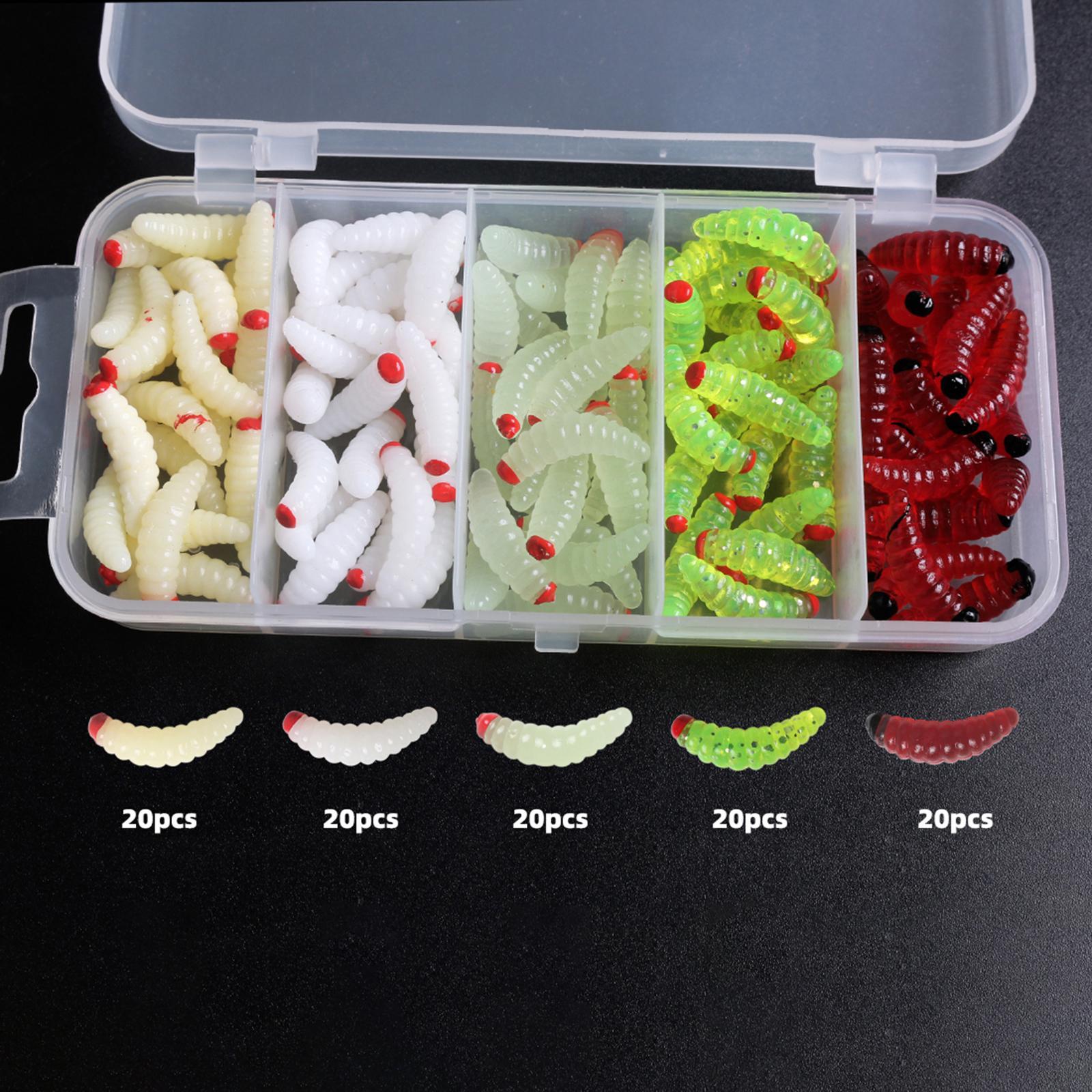100x Worm Grub Professional Soft for Bass Trout Portable Fishing Baits