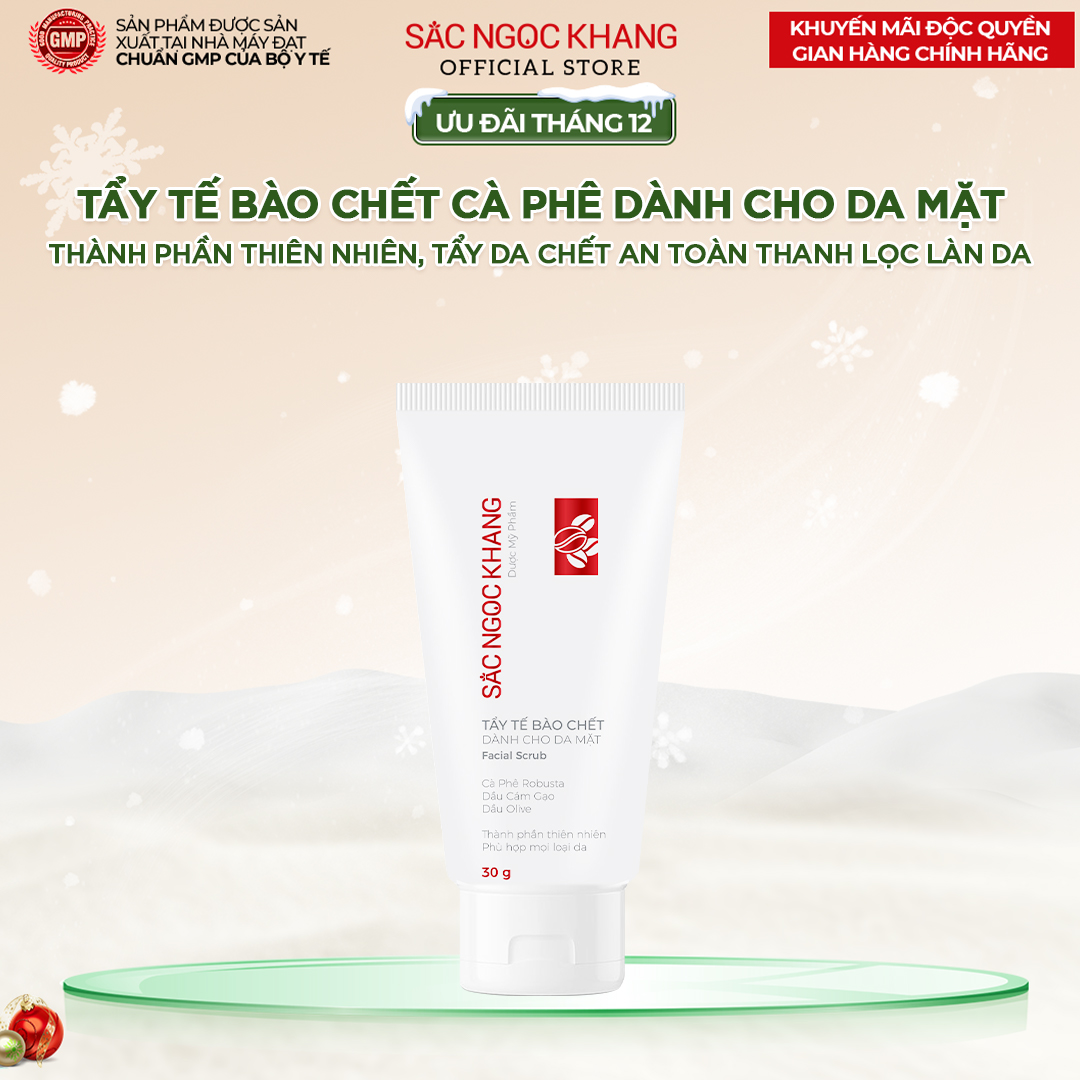 Tẩy tế bào chết cà phê da mặt Sắc Ngọc Khang 30g hỗ trợ da mềm mịn và rạng rỡ