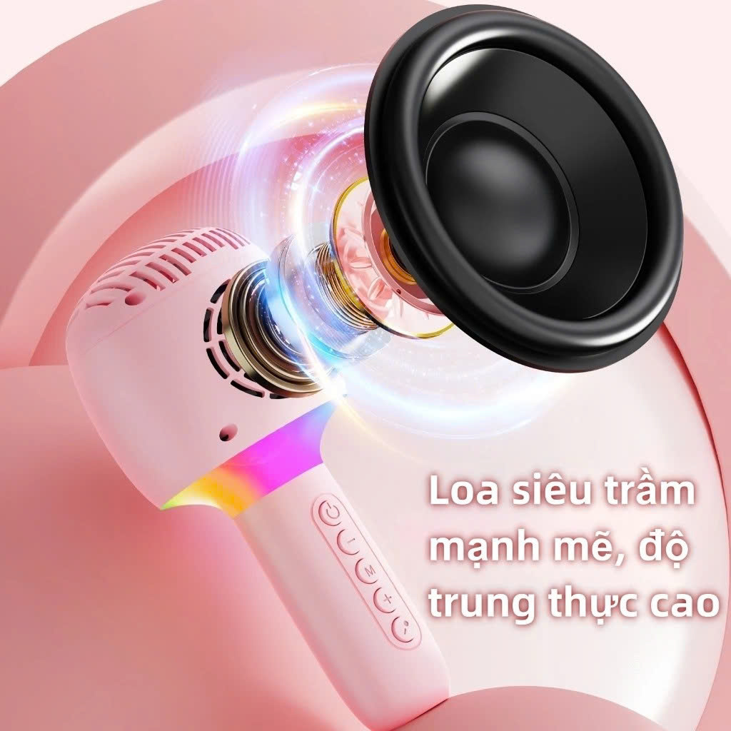 Micro Karaoke Bluetooth kèm loa kết nối điện thoại, máy tính bảng Hát Không Dây, Nghe Nhạc, Hỗ Trợ Kết Nối Thẻ Nhớ, USB Pin sạc - Hàng Chính Hãng