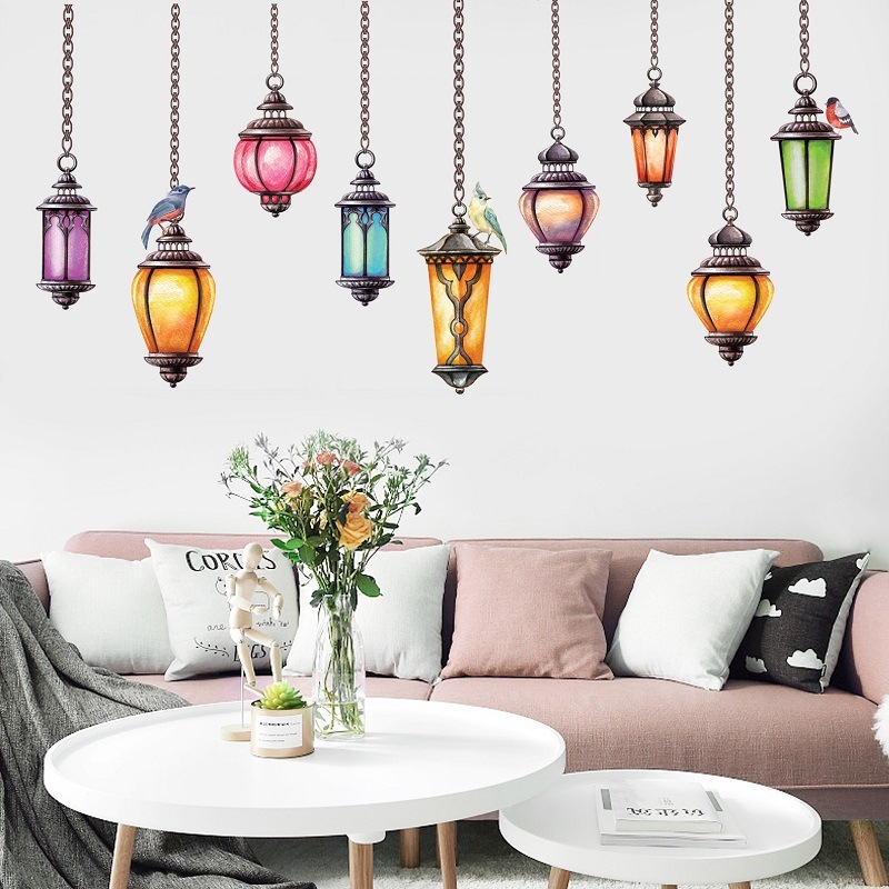 Decal dán tường Dây bóng đèn 6 Trang trí quán đẹp