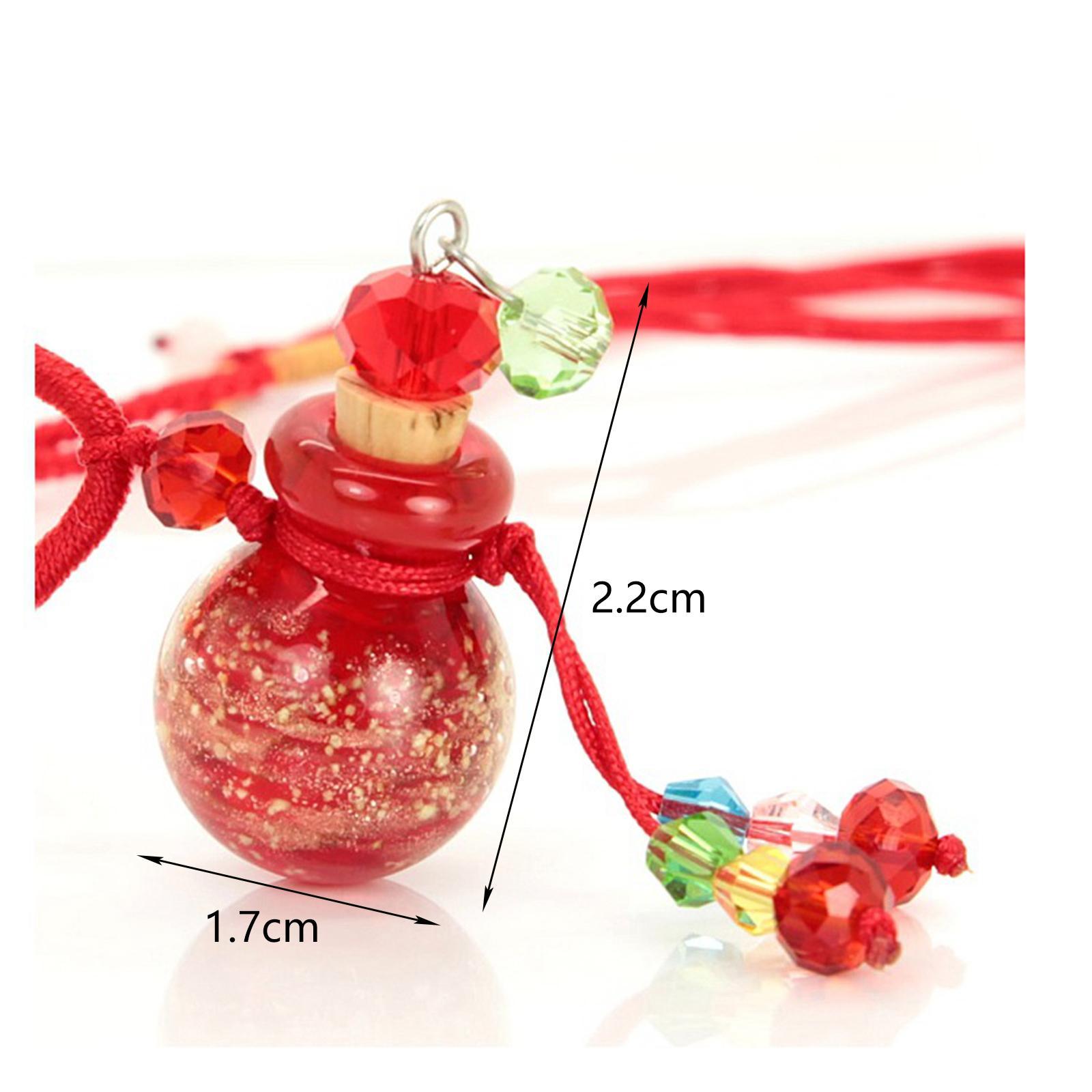 Glass Small Gourd Essential Oil Diffuser Pendant Necklace Perfume Bottle Red
