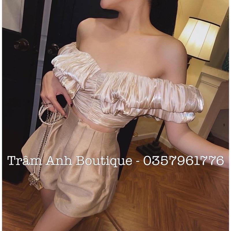 Áo trễ vai gấm tapta, sang chảnh