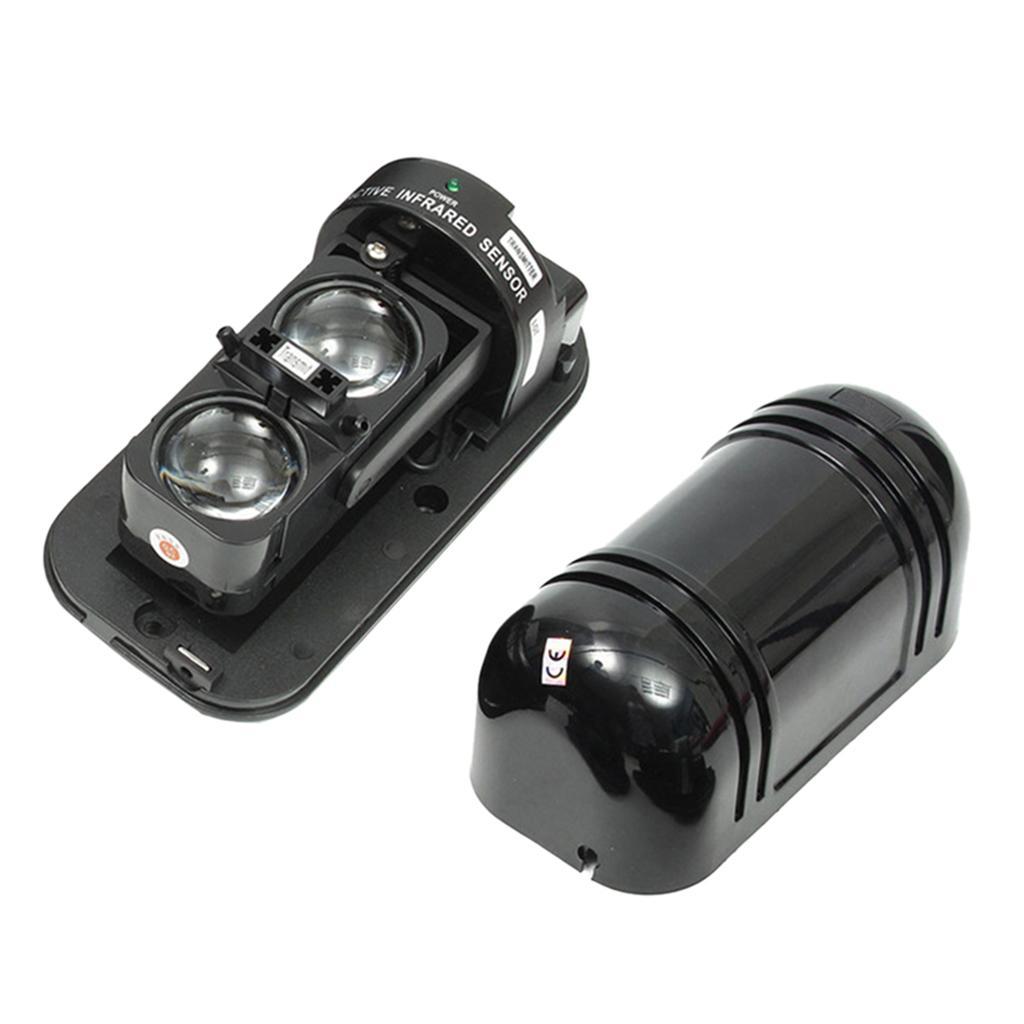 New Dual Alarm Beam Sensor Infrared Detector Sensor Waterproof Alarm Black